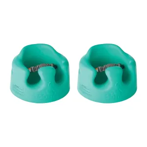 Bumbo Baby Infant Soft Foam Comfortable Floor Booster Seat Supportive Chair with 3 Point Adjustable Safety Buckle Strap Harness, Aqua 2 Pack