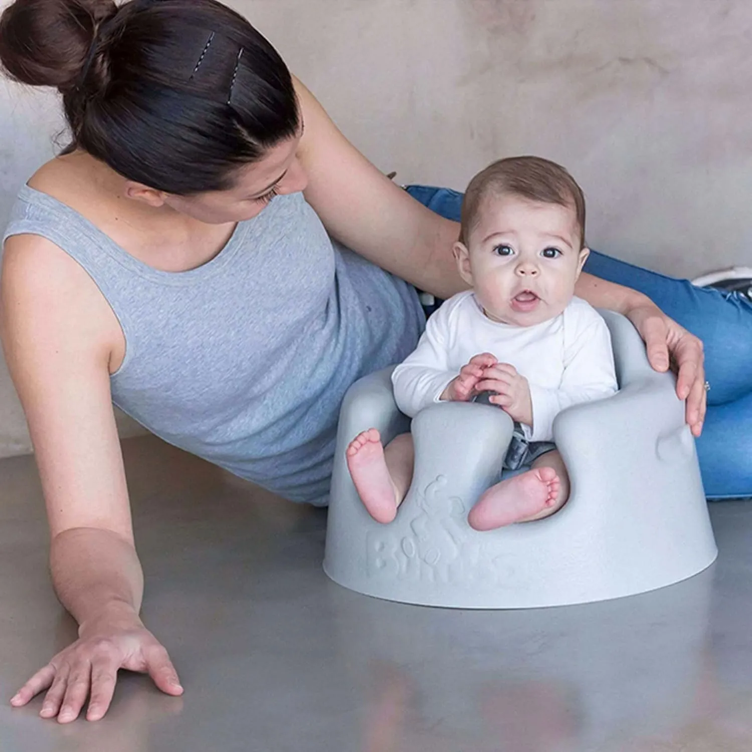 Bumbo Baby Infant Soft Foam Comfortable Floor Booster Seat Supportive Chair with 3 Point Adjustable Safety Buckle Strap Harness, Aqua 2 Pack
