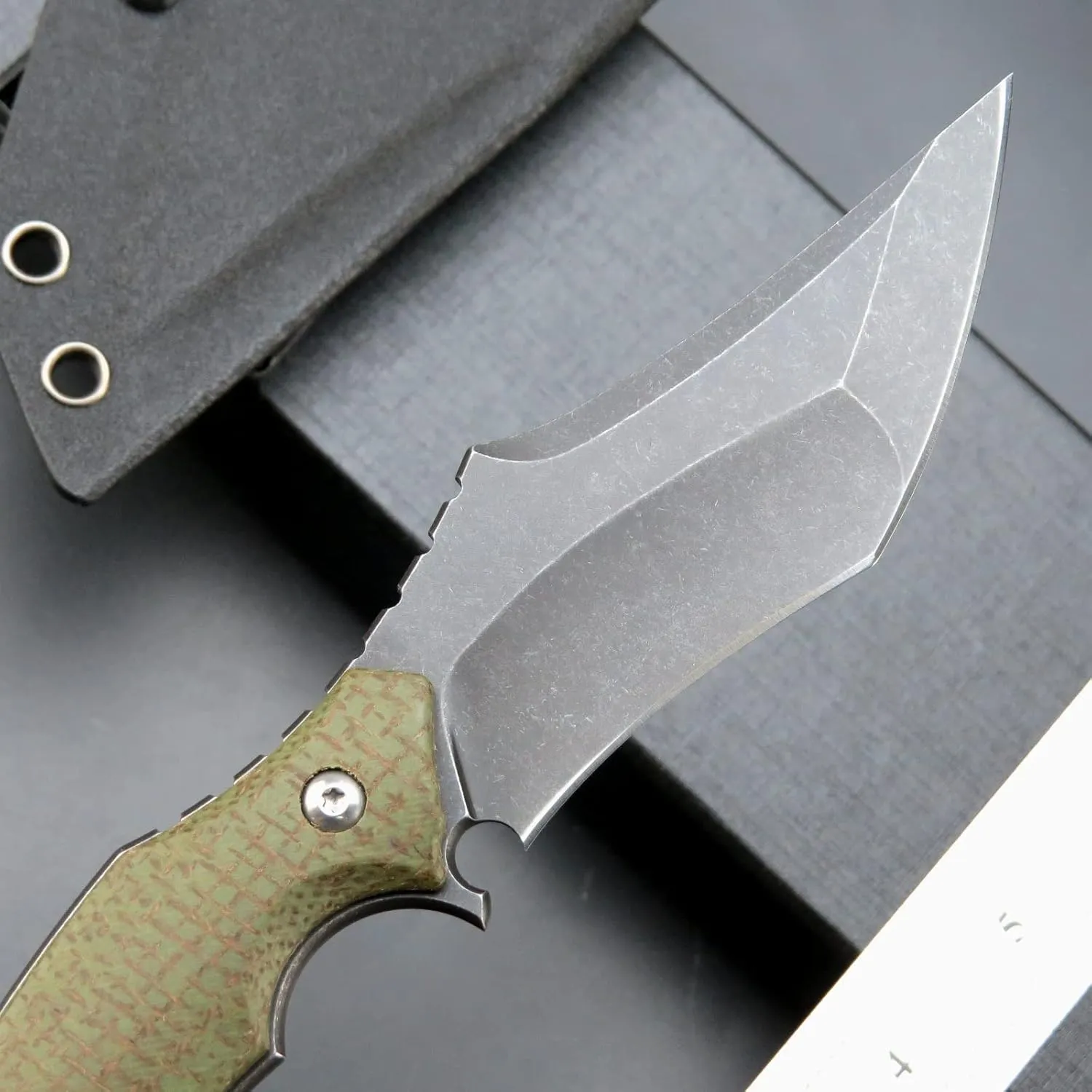 C1117 Fixed Blade Knife,D2 Steel Blade  Micarta Handle Outdoor EDC Survival Claw Knife with Kydex Sheaths(Green) …