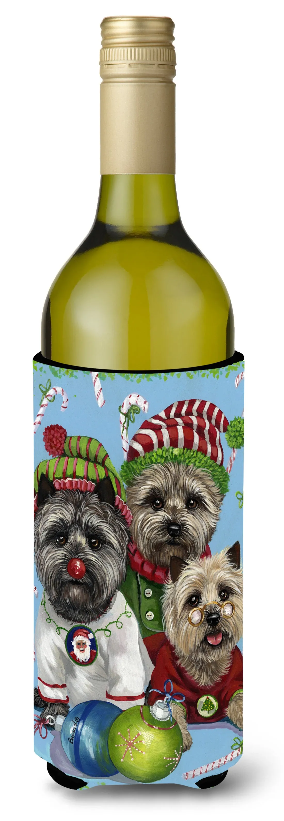 Cairn Terrier Christmas Elves Wine Bottle Hugger PPP3050LITERK
