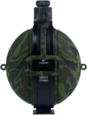 Camping Collapsible Water Bottle | Portable Compass Silicone Hydration Flask 580ml (Camouflage Green)