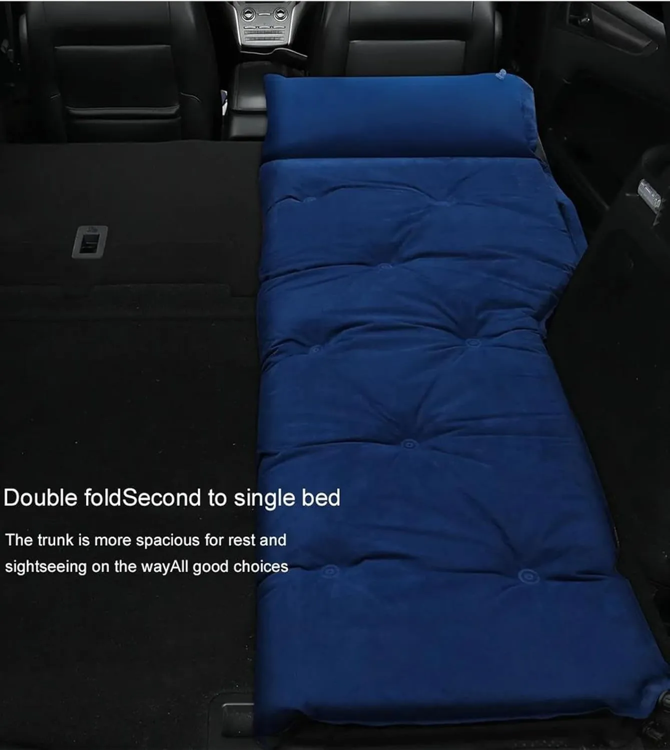 Camping Inflatable Bed, Car Inflatable Mattress, SUV Trunk Travel Bed, Wear-Resistant and Waterproof Air Cushion, Multifunctional Car Sleeping Mat (Black Size 1)