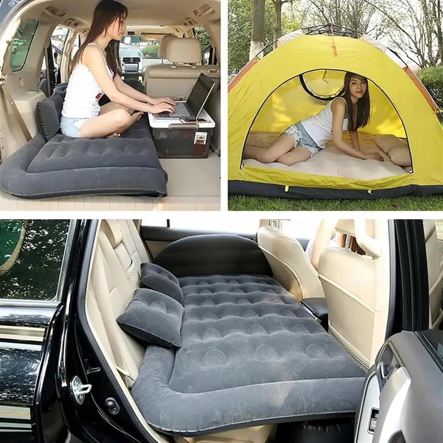 Camping Inflatable Mattress, Car SUV Air Mattress, Automatic Inflatable Bed 175x130cm, Multifunctional Car Sleeping Mat, Travel Camping Dual-Purpose Bed (1 UK)