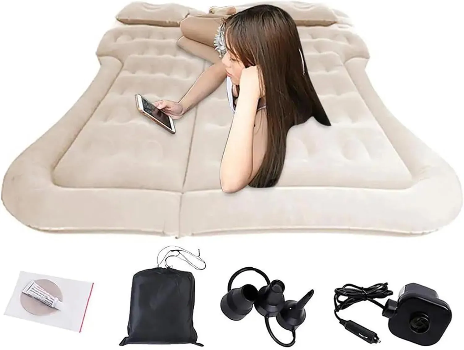 Camping Inflatable Mattress, Car SUV Air Mattress, Automatic Inflatable Bed 175x130cm, Multifunctional Car Sleeping Mat, Travel Camping Dual-Purpose Bed (1 UK)