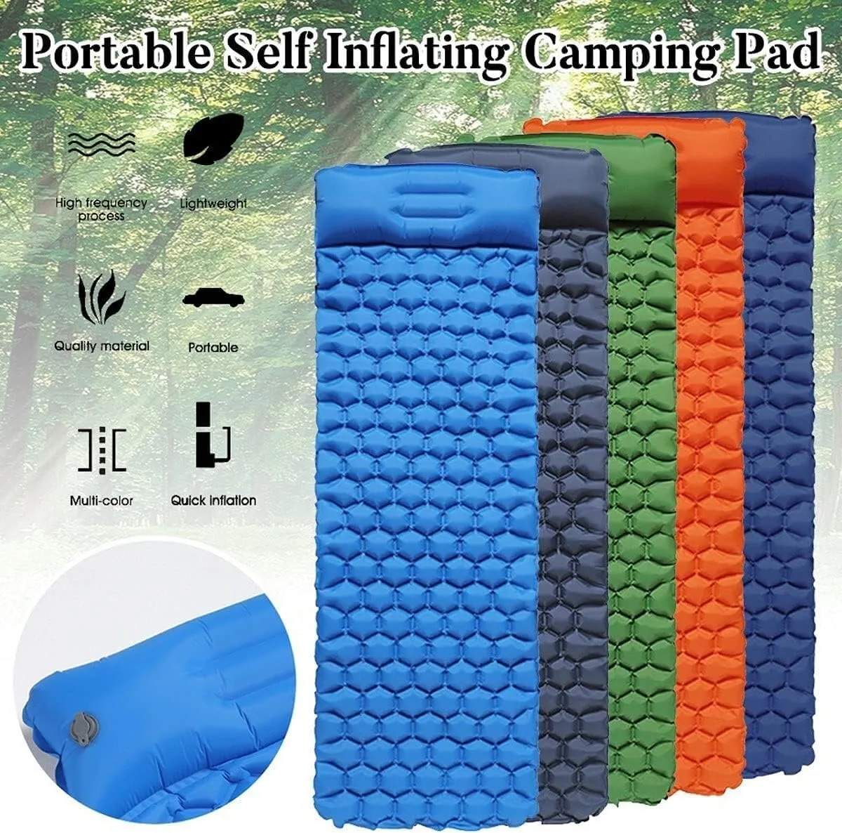 Camping Mat Inflatable Mattresses Camp Air Mattress Outdoor Mat Tent Mat Sleeping Pad Traveling Hiking Folding Bed