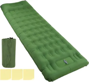 Camping Sleeping Pad, Ultralight Camping Mat with Pillow, Built in Foot Pump Inflatable Sleeping Pads, Durable Waterproof Camping Mattress, for Camping Hiking Traveling Tent