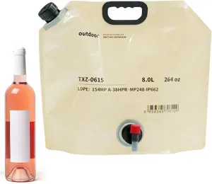 Camping Water Container, Water Bag - Food Grade 8 Liter Water Storage Containers | Transparent Canteen, Portable Bag for Co
