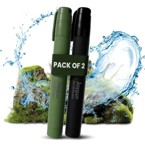 Camping Water Filtration Straw,Personal Water Filter Survival for Backup Filtration,Hiking,Travel - Emergency Portable Gear (2PCS,Green Black)