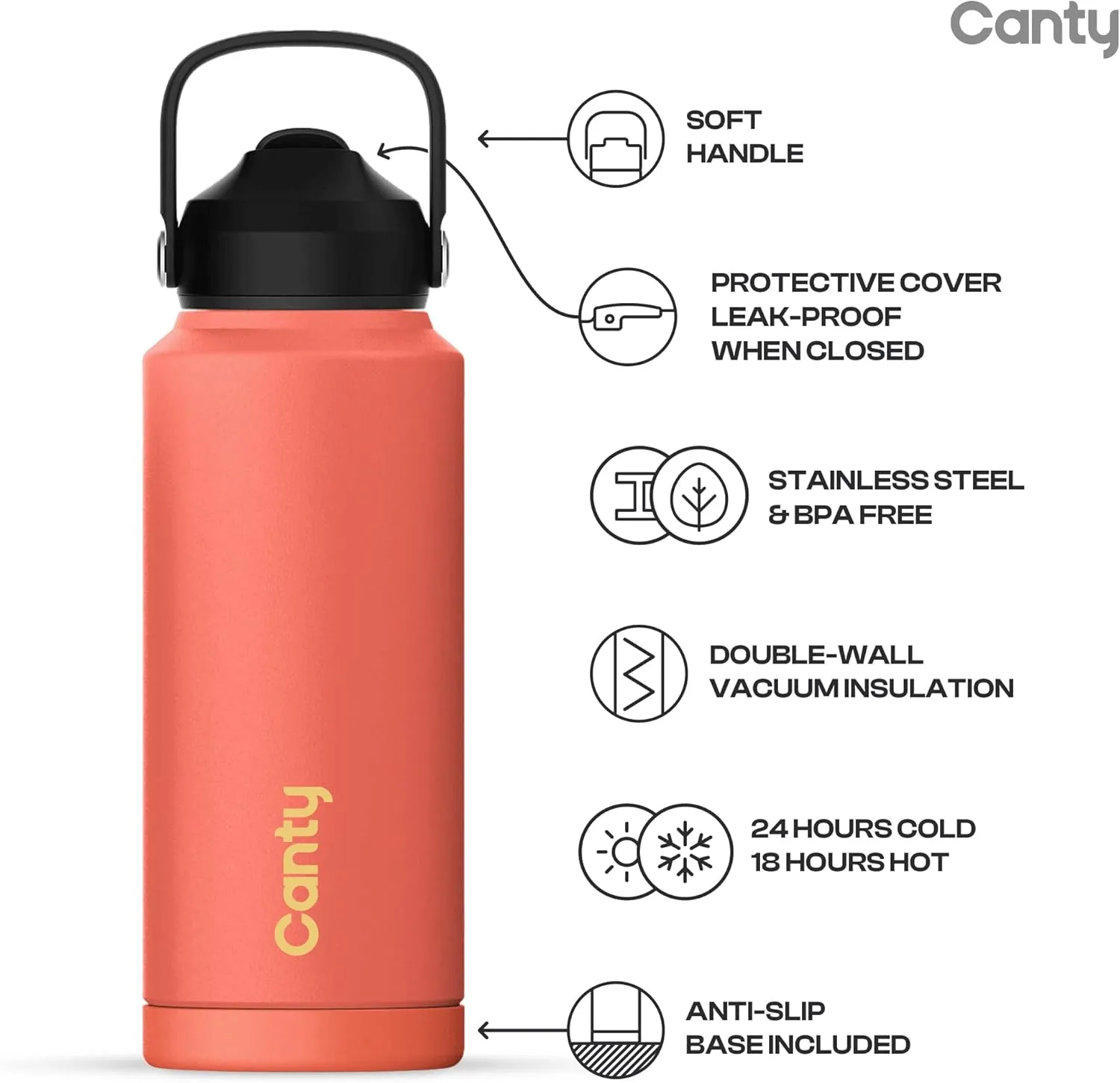 Canty Kids Stainless Steel Water Bottle with Straw, Anti-Slip Base and Giftable Full Colored Box, Great for Travel (Saffron Yellow, 12 Oz)