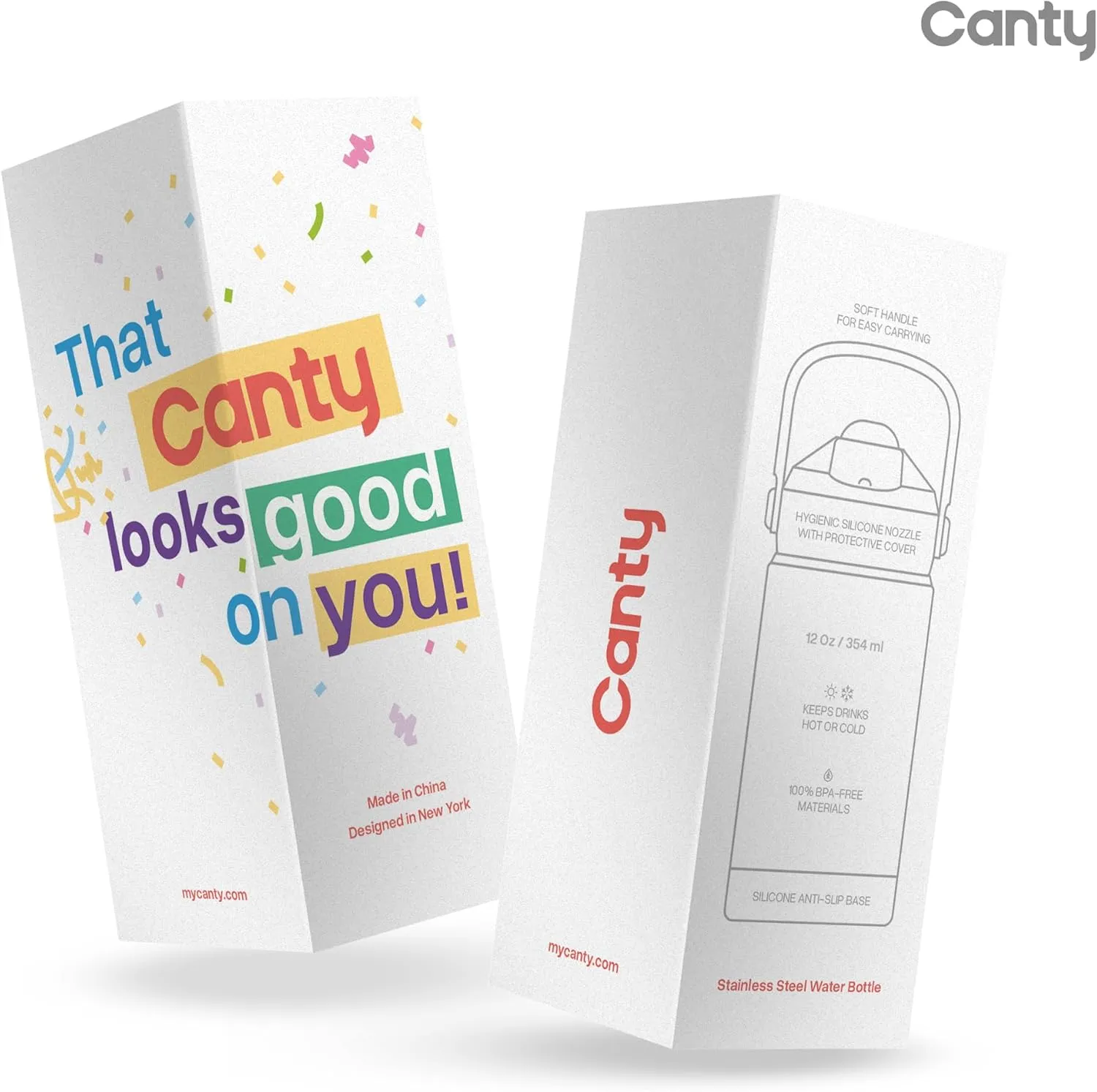 Canty Kids Stainless Steel Water Bottle with Straw, Anti-Slip Base and Giftable Full Colored Box, Great for Travel (Saffron Yellow, 12 Oz)