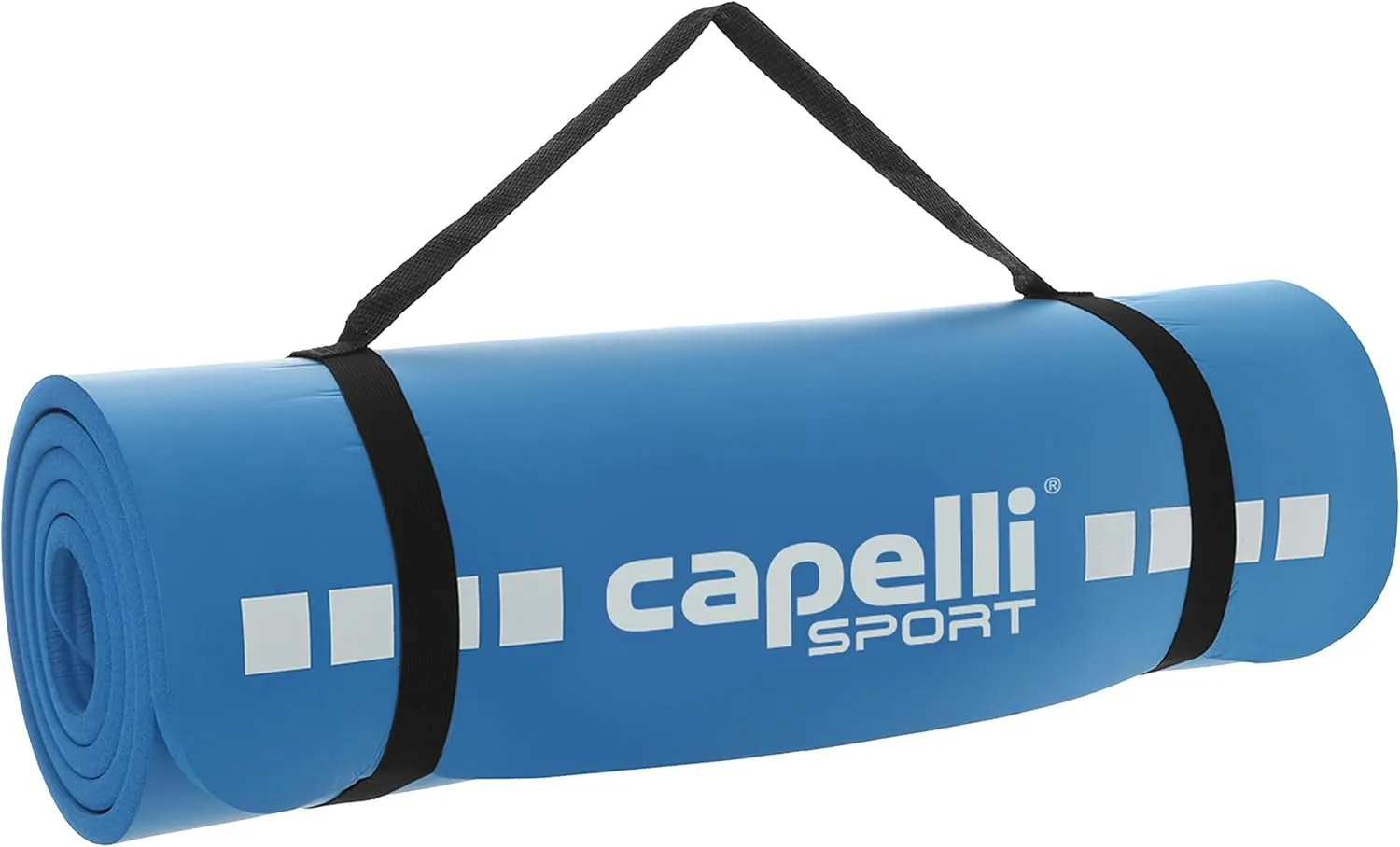 Capelli Sport Exercise Mat Non Slip, EVA Foam Fitness and Workout Mat with Carry Strap, Black, 1/2 Inch Thick