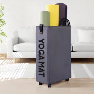 Caroeas Yoga Mat Storage Rack, Yoga Mat Holder Accessories, Home Gym Equipment Storage Yoga Mats, Women Men Workout Equipment Organization with Wheels