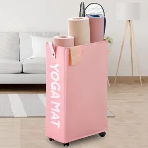 Caroeas Yoga Mat Storage Rack, Yoga Mat Holder Accessories, Home Gym Equipment Storage Yoga Mats, Women Men Workout Equipment Organization with Wheels