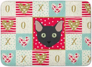 Caroline's Treasures CK5131RUG Mandalay Cat Love Machine Washable Memory Foam Mat, Red, Bathroom Rug, Non-Slip Bath Mat, Durable Thick Washable Rugs for Kitchen, Bathroom Quick Dry, Decorative Artwork