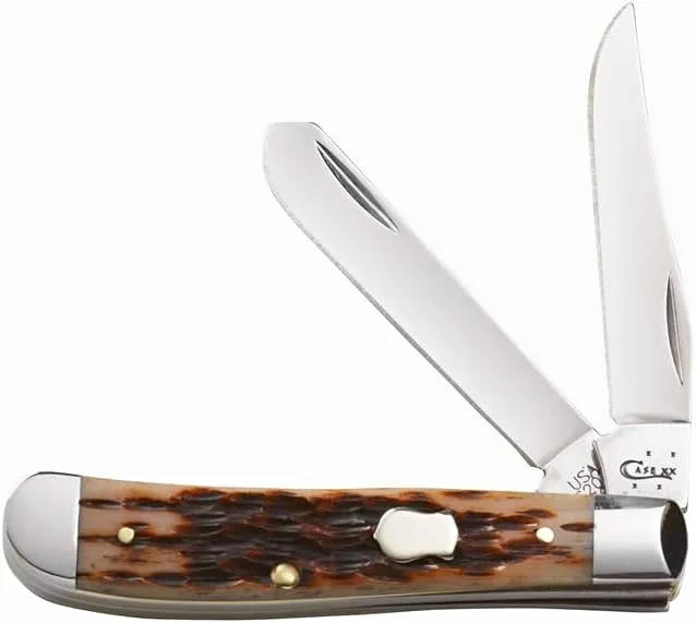Case WR XX Amber Bone Mini Trapper Pocket Knife - - (6207 SS) - Length Closed: 3 1/2 Inches