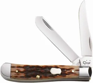 Case WR XX Amber Bone Mini Trapper Pocket Knife - - (6207 SS) - Length Closed: 3 1/2 Inches