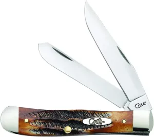 Case WR XX Pocket Knife Burnt 6.5 Bonestag Trapper Item #3573 - (6.5254 SS) - Length Closed: 4 1/8 Inches