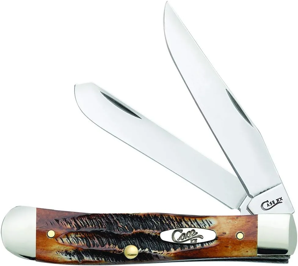 Case WR XX Pocket Knife Burnt 6.5 Bonestag Trapper Item #3573 - (6.5254 SS) - Length Closed: 4 1/8 Inches