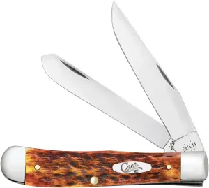 Case xx Knives Trapper Jigged Harvest Orange Bone 66690 Stainless Pocket Knife