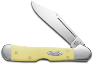 Case XX Knives Yellow Delrin Synthetic Mini Copperlock 1/500 Carbon Steel Pocket Knife 70418