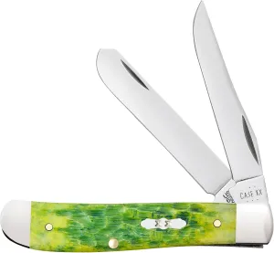 Case XX Pocket Knife MINI TRAPPER - GREEN APPLE BONE PEACH SEED JIG Item #27861-6207 SS - Length Closed: 3 1/2Inches