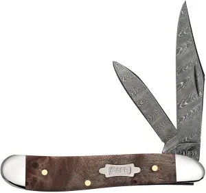 Case XX Pocket Knife PEANUT - NATURAL MAPLE BURL WOOD LADDER DAMASCUS Item #15094-7220 DAM - Length Closed: 2 7/8Inches