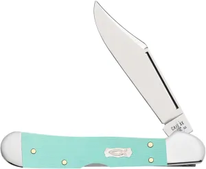 Case XX Pocket Knife SMOOTH MINI COPPERLOCK - SEAFOAM GREEN G-10 - ICHTHUS SHIELD Item #18109-101749L SS - Length Closed: 3 5/8Inches