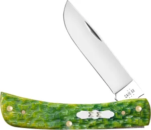 Case XX Pocket Knife SOD BUSTER JR - GREEN APPLE BONE PEACH SEED JIG Item #27863-6137 SS - Length Closed: 3 5/8Inches