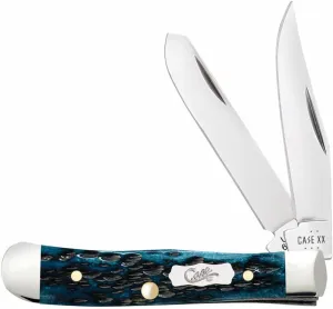 Case XX Pocket Knife TINY TRAPPER - POCKET WORN® MEDITERRANEAN BLUE BONE PS JIG Item #51862-62154 SS - Length Closed: 2 3/8Inches