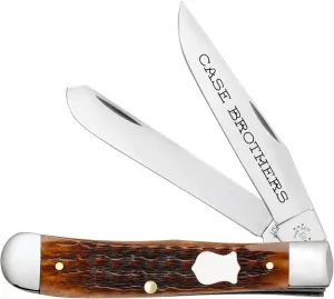 Case XX Pocket Knife TRAPPER BROTHERS BROWN BONE Item #79410-6254 SS - Length Closed: 4 1/8Inches