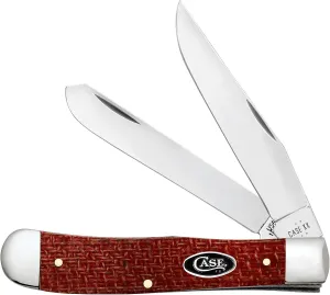 Case XX Pocket Knife TRAPPER - DARK RED BURLAP MICARTA Item #12270-10254 CS - Length Closed: 4 1/8Inches