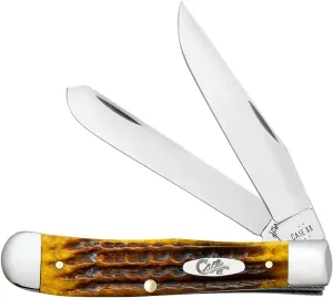 Case XX Pocket Knife TRAPPER - HERITAGE JIG HONEYCOMB BONE Item #32270-6254 SS - Length Closed: 4 1/8Inches