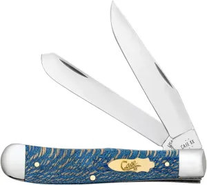 Case XX Pocket Knife TRAPPER - SMOOTH BLUE SYCAMORE WOOD Item #63730-7254 ss - Length Closed: 4 1/8Inches