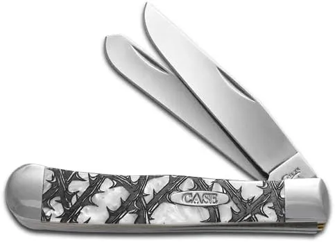 CASE XX White Pearl Corelon Rose Thorn Trapper 1/500 Stainless Pocket Knife Knives