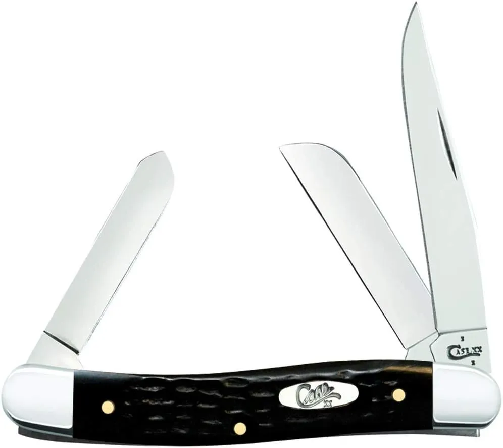 Case XX WR Pocket Knife Jigged Black Synthetic Medium Stockman #22861 (2318 SS) 3 5/8 inches Closed