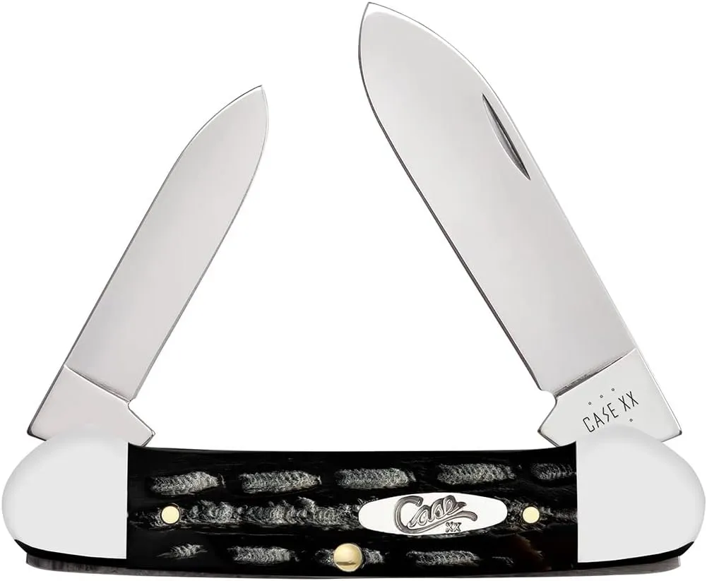 Case XX WR POCKET KNIFE JIGGED BUFFALO HORN CANOE, ITEM 65029, LENGTH CLOSED 3 5/8 INCH (BH2131 SS)