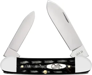 Case XX WR POCKET KNIFE JIGGED BUFFALO HORN CANOE, ITEM 65029, LENGTH CLOSED 3 5/8 INCH (BH2131 SS)