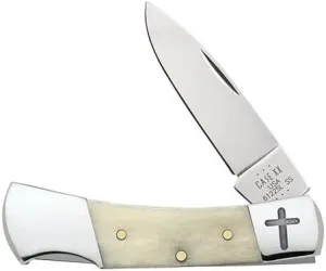 Case XX WR Pocket Knife Lockback Natural Smooth Bone W/Cross Item #26199 (61225L SS) 3 5/8" Inches Closed