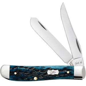 Case XX WR Pocket Knife MINI Trapper - Pocket Worn® Mediterranean Blue Bone PS JIG, Item 51852, Length Closed 3 1/2 INCH (6207 SS)