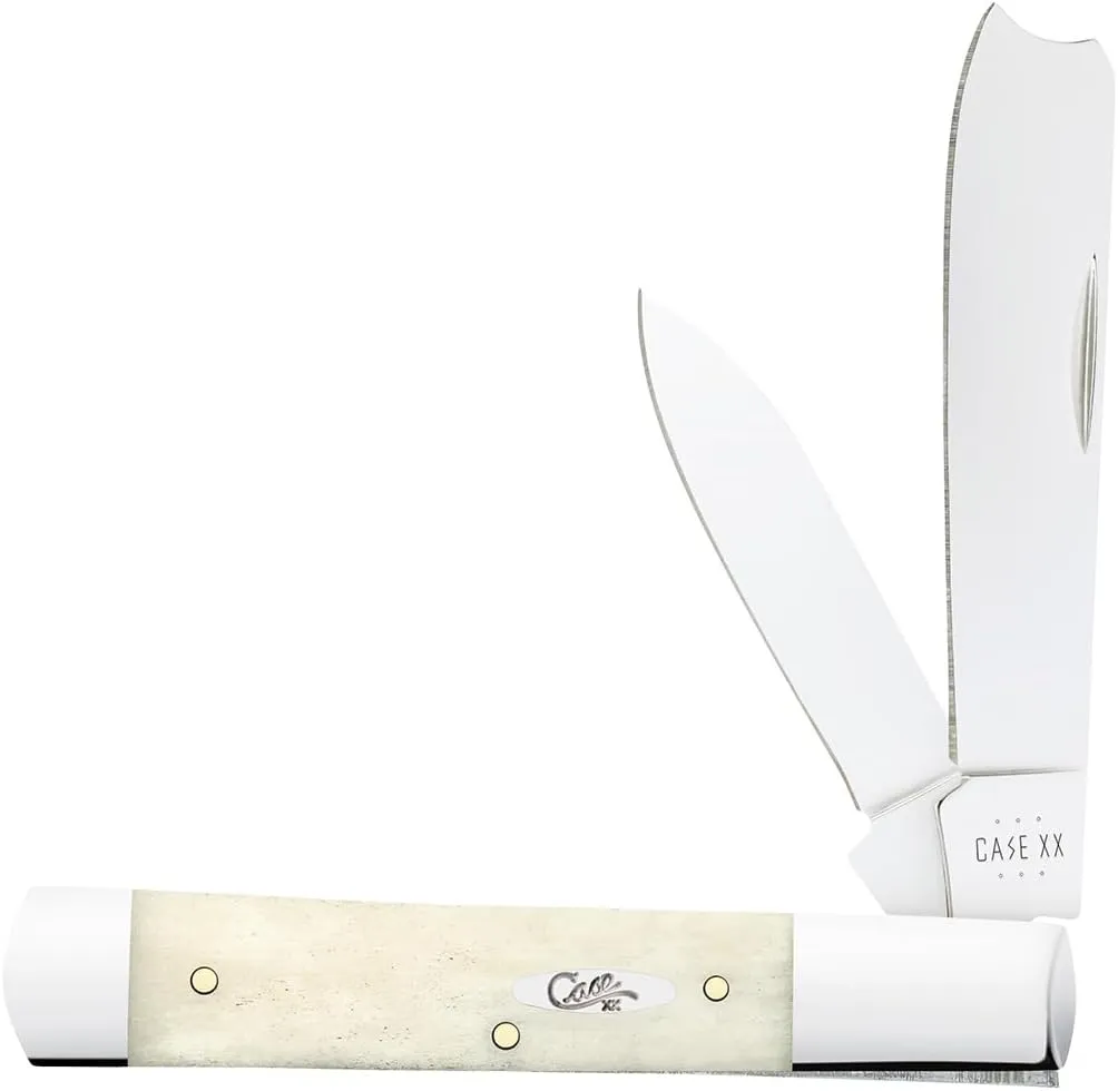Case XX WR POCKET KNIFE, RAZOR SMOOTH NATURAL BONE - OVAL SHIELD, 3 7/8 INCHES CLOSED, ITEM #22698