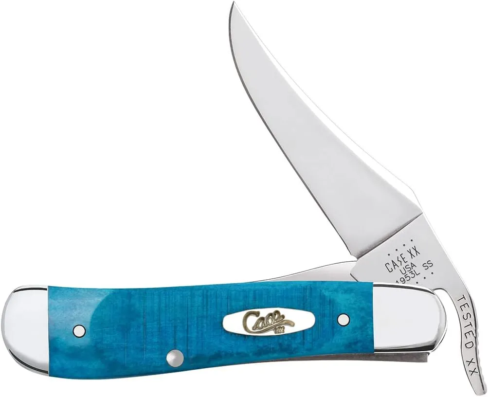 Case XX WR POCKET KNIFE RUSSLOCK CARIBBEAN BLUE BONE SAWCUT JIG, ITEM 25589, LENGTH CLOSED 4 1/4 INCH (61953L SS)