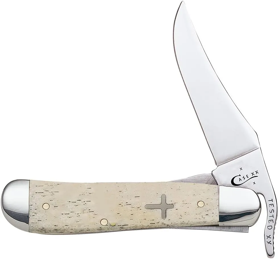 Case XX WR Pocket Knife RussLock Natural Smooth Bone W/Cross Shield Item #22588 (61953L SS) 4 1/4 inches Closed