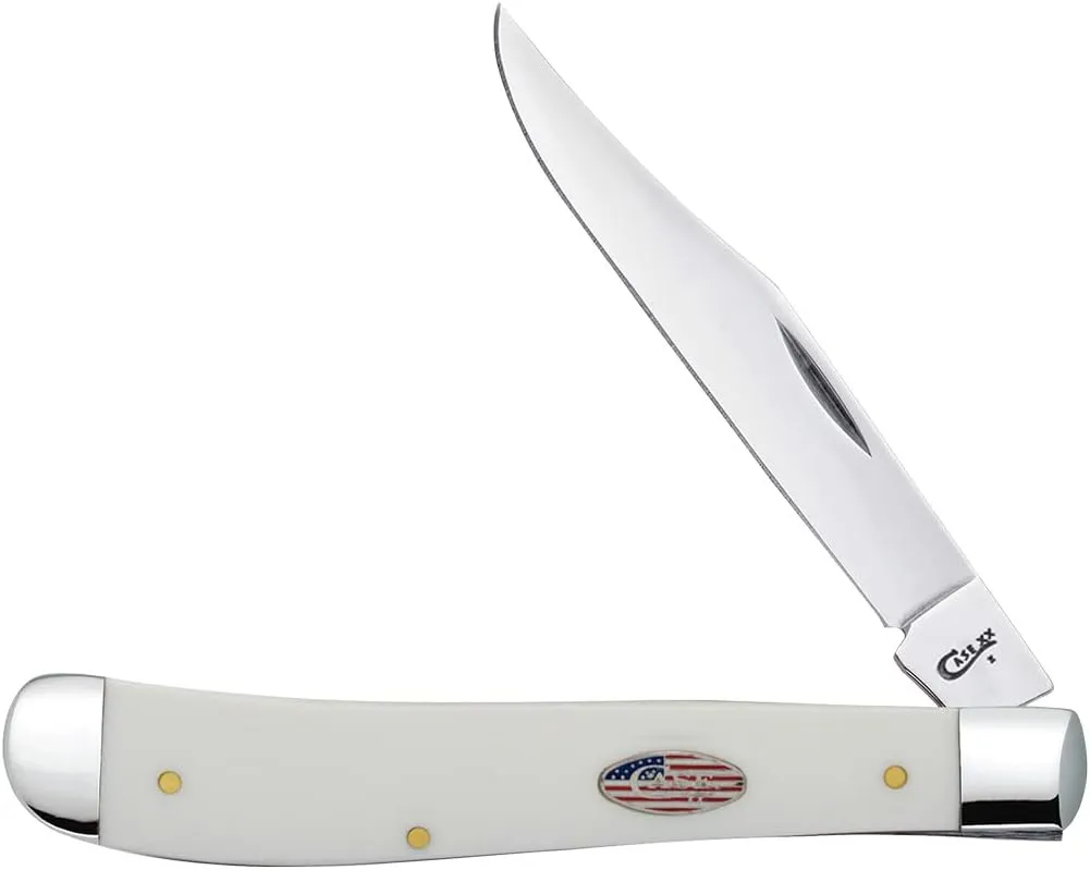 Case XX WR Pocket Knife Slimline Trapper White Synthetic Stars & Stripes Item #39913 (41048 SS) 4 1/8 inches Closed, Made In USA
