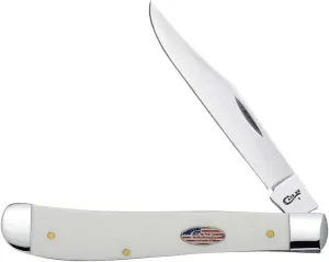 Case XX WR Pocket Knife Slimline Trapper White Synthetic Stars & Stripes Item #39913 (41048 SS) 4 1/8 inches Closed, Made In USA