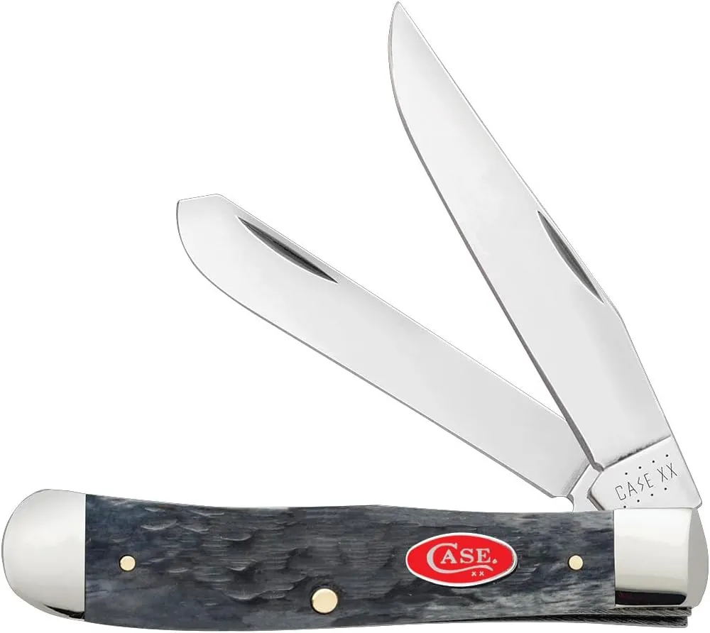 Case XX WR Pocket Knife, Trapper Gray Jigged Bone W/Red Oval Shield, Item #39970 (6254 SS) 4 1/8 Inches Closed
