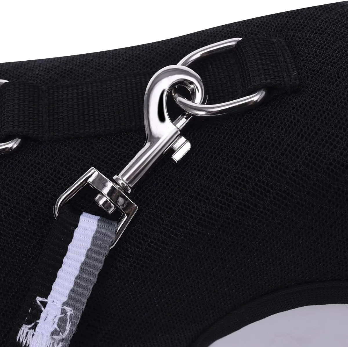 Cat Harness and Leash for Walking Escape Proof Breathable Mesh Fabric, Solid Black, Medium, Adjustable Cat Walking Jackets, Padded Stylish Cat Vest