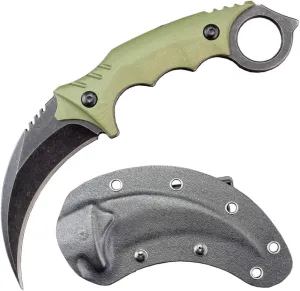 Ccanku C1111 Fixed Blade Knife D2 Steel Blade G10 Handle for Outdoor Survival EDC Tool Knife with Kydex Sheath (Army green)