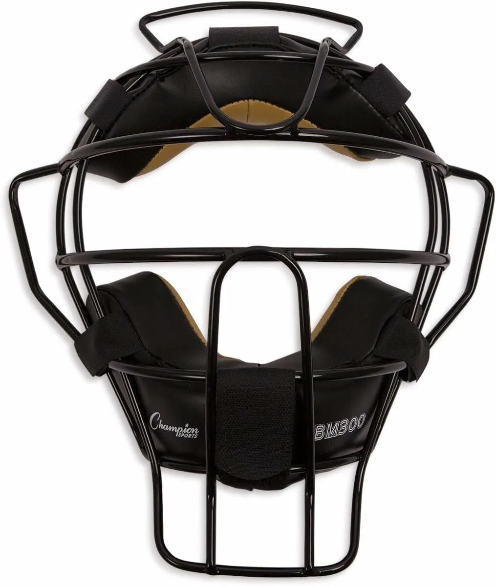 Champion Sports Lightweight Umpire Face Mask - Durable, Premium Construction Umpire Face Mask - Extended Guards/Adjustable Harness - Adult Size - Black