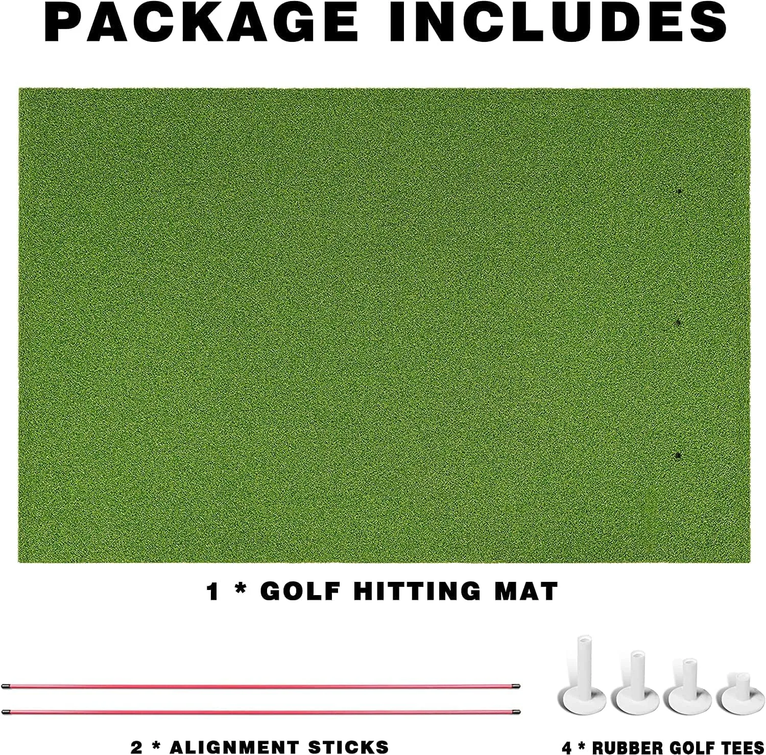 CHAMPKEY PRO Golf Hitting Mats | Premium Turf with Rubber Foam Padding Golf Mats | Come with 2 Alignment Sticks and 4 Rubber Tees