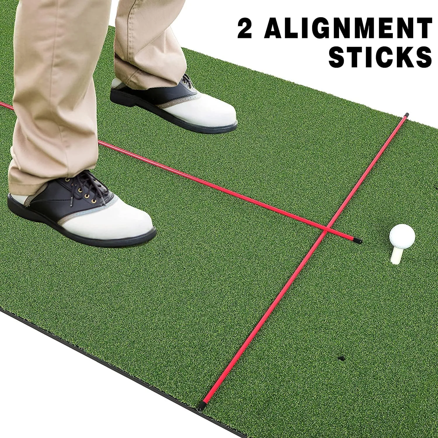 CHAMPKEY PRO Golf Hitting Mats | Premium Turf with Rubber Foam Padding Golf Mats | Come with 2 Alignment Sticks and 4 Rubber Tees